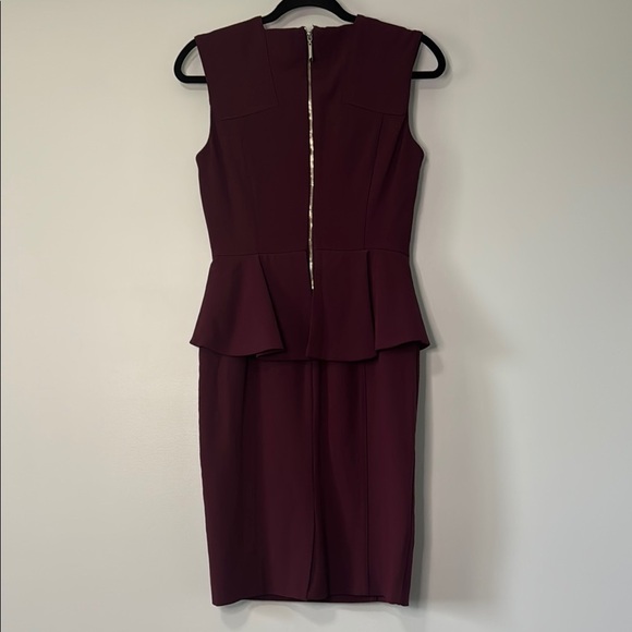 White House Black Market Elegant Burgundy Peplum Dress - Picture 2 of 2
